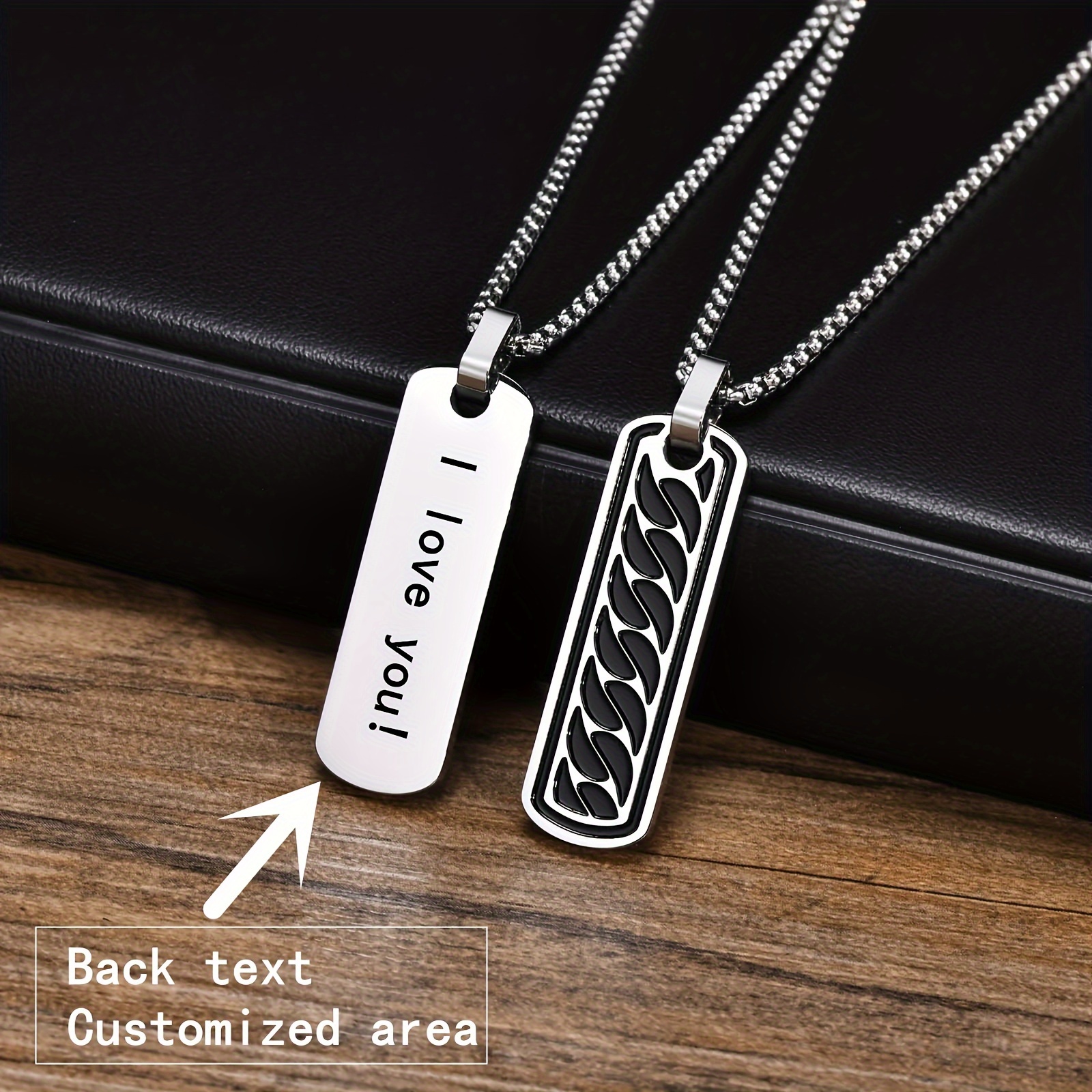 Personalized Men's Enamel Necklace with Charming, Customizable Engraving
